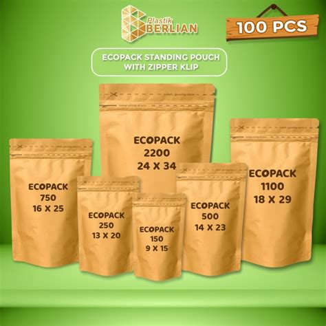 Jual Kemasan Paper Kraft Gram Ecopack X Standing Pouch Kertas