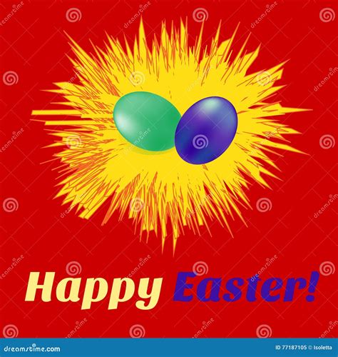 Happy Easter Card Stock Vector Illustration Of Haystack 77187105