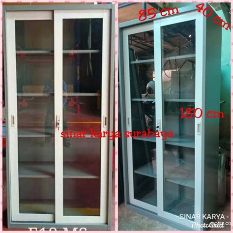 Jual Lemari Plat Besi 2 Pintu Geser Sliding Kaca Almari Arsip Dokumen