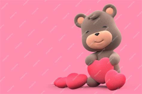 Premium Photo | Teddy bear holding a heart teddy bear isolated on pink ...