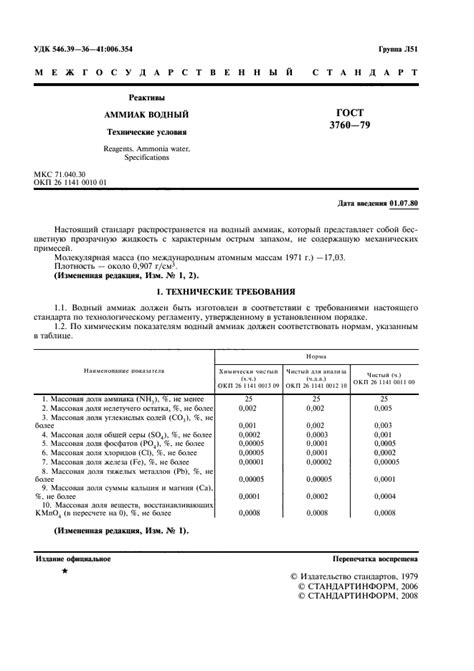 ГОСТ 3760-79 Реактивы. Аммиак водный. Технические условия