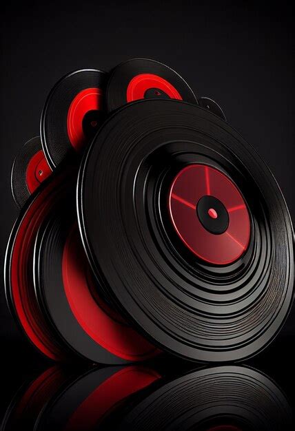 Premium Photo Vinyl Records In Black And Red Ai Generated