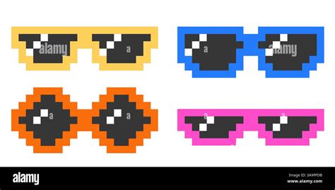 Bright Summer Pixel 8 Bit Stylized Sunglasses Stock Vector Image And Art