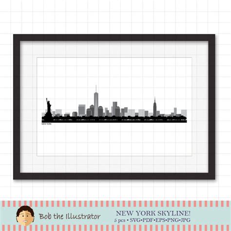 New York City Skyline Digital Clipart Cityscape Clipart Svg, Eps, Png ...