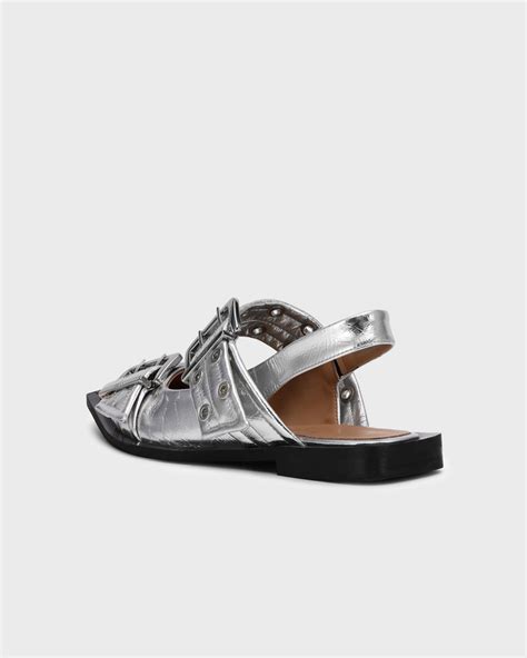 Ganni Ballerina Feminine Buckle Metallic Wakakuu