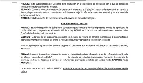 Estimación recurso de reposición por denegación de permiso de