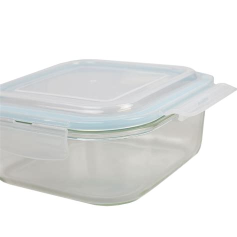 12 Pieces Home Basics 40 Oz Square Glass Food Storage Container With Leak Proof And Air Tight