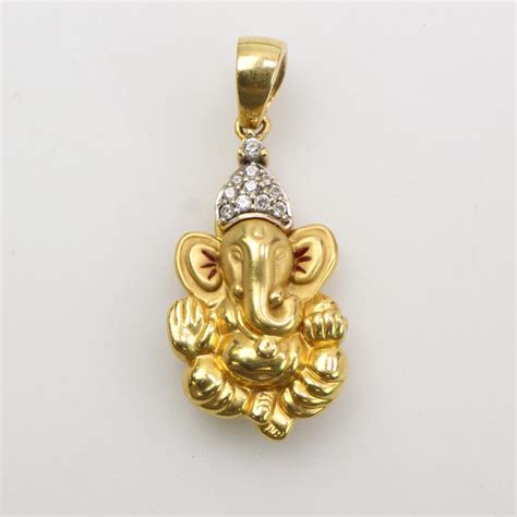 22k Gold Clear Stone Ganesh Pendant | Property Room