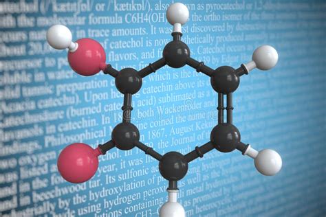 Molecular Model Of Catechol 3D Rendering Stock Illustration