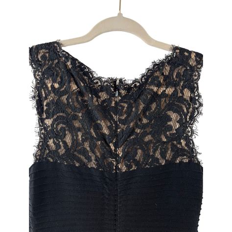 Tadashi Shoji Black Lace Pintuck Peplum Cocktail Dres Gem