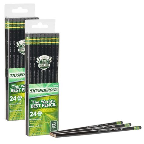 Ticonderoga Pencils 2 Soft Black Unsharpened 24 Per Pack 2 Packs