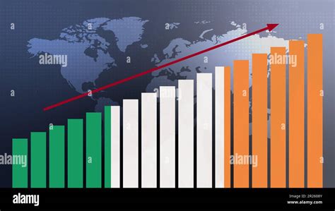 Ireland Flag On Bar Chart Concept With Increasing Values Economic