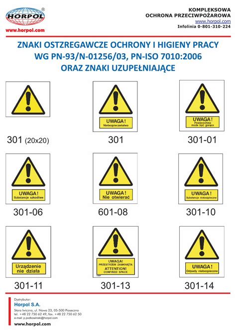 PDF ZNAKI OSTZREGAWCZE OCHRONY I HIGIENY PRACY WG BHP OSTRZEGAWCZE