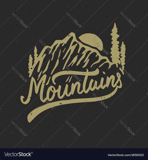 Mountains Hand Drawn With Royalty Free Vector Image