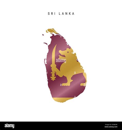 Detailed Waving Flag Map Of Sri Lanka Vector Map With Masked Flag