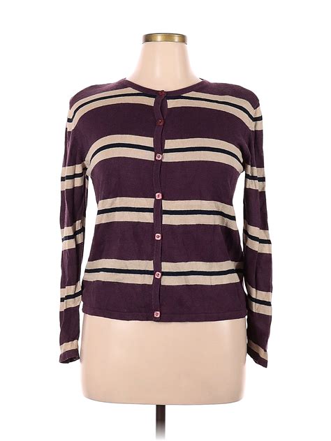 Christopher And Banks Color Block Stripes Purple Cardigan Size M 80