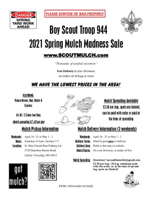 Fillable Online The Boy Scout Troop Is Offering Their Mulch Once Again