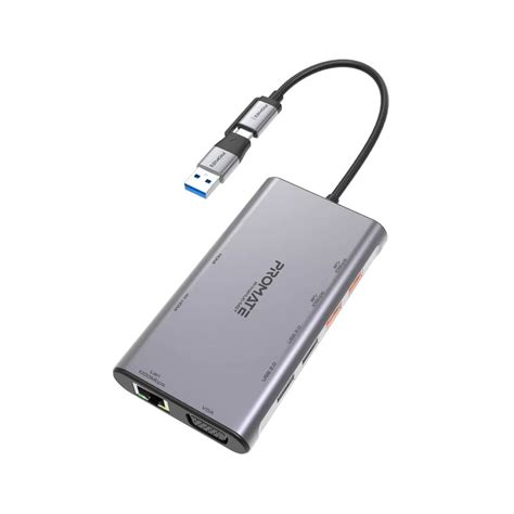 Promate 9 In 1 USB C Hub With 2xHDMI Ports VGA 2x USB 3 0 Get4Less