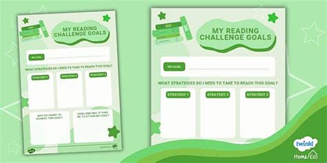 Free Home Education Reading Challenge Goals Twinkl