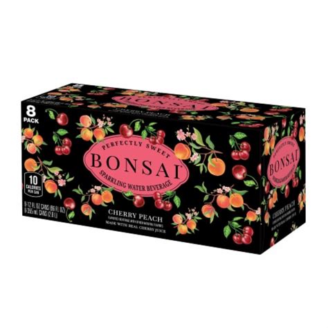 Bonsai Cherry Peach Flavored Sparkling Water Cans 8 Pk 12 Fl Oz