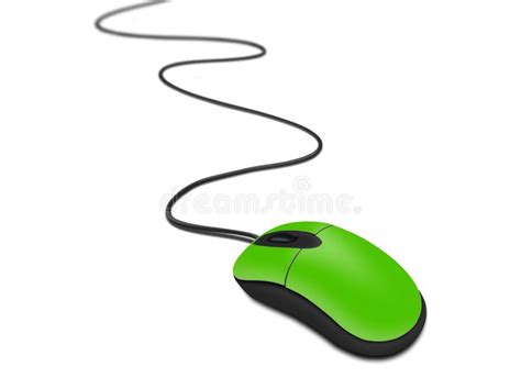 Green Computer Mouse with Cable Stock Illustration - Illustration of ...