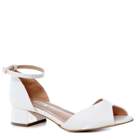 Sandalia Para Noiva Salto Baixo - Sandália Noiva Velvet Branca Salto Baixo Confortável - NF35501
