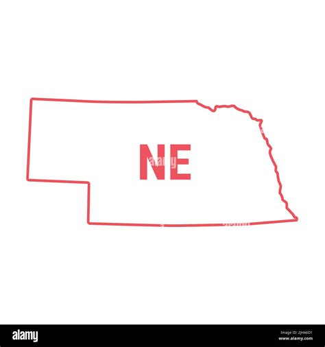 Nebraska Mapa Del Estado De Los Estados Unidos Borde De Contorno Rojo