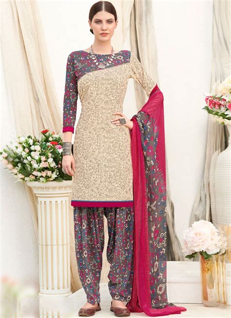 Buy Faux Crepe Punjabi Suit Online