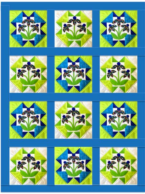 Block Of The Month Quilt Pattern Daisy Blue Quilt Patterns Blue Quilt Patterns Blue Quilts