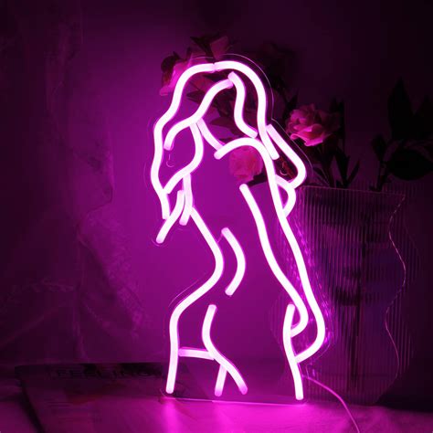 Linlin Lady Neon Sign Sexy Lady Back Neon Light Pink Neon Signs For