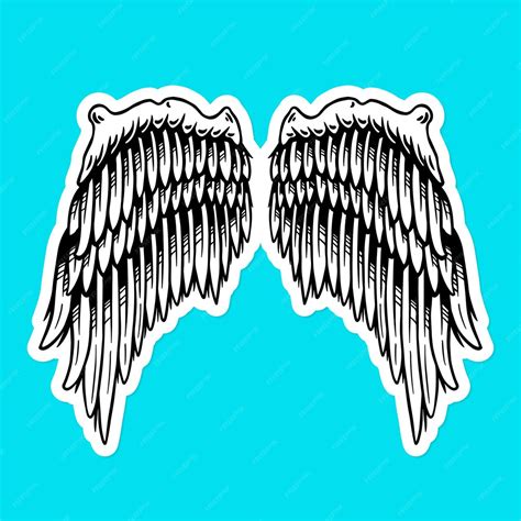 Free Vector Wings Outline Sticker Overlay With A White Border Vector