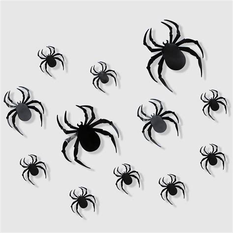 12 24 48pcs Halloween Decoration 3d Black Spider Wall Sticker Diy Decor