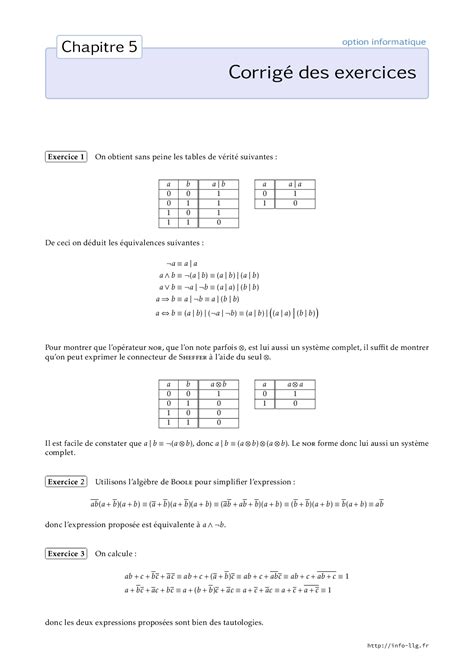 Logique des propositions Corrigé des exercices AlloSchool