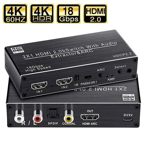 Extrator De Udio Compat Vel Hdmi Adaptador Conversor K K Hz