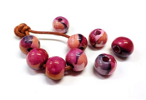 Round Ceramic Beads Handmade Enameled Ceramic Glazed Greek Etsy