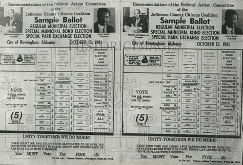 Sample Ballots For Jefferson County Election In Birmingham 1981