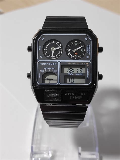 Stealth Black Ana Digi Temp Retro Watch Homage The Citizen Etsy Canada