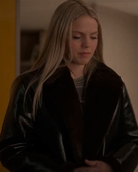 The Sex Lives Of College Girls Rene Rapp Leather Coat With Fur Trim