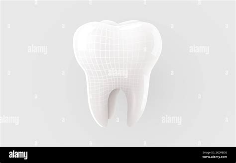 Tooth With Wireframe Isolated On White Background Dentistry Concept