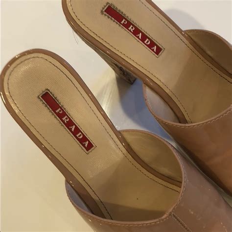 Prada Shoes Prada Nude Patent Leather Platform Shoes Poshmark