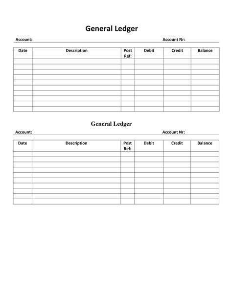 Free Printable General Ledger Templates [word And Excel And Pdf] Small Business