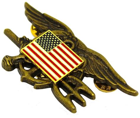 Us Navy Seals Special Warfare Seal Team Trident Insignia American Flag