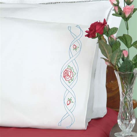 Roses Ribbons Pillowcases Jack Dempsey Needle Art