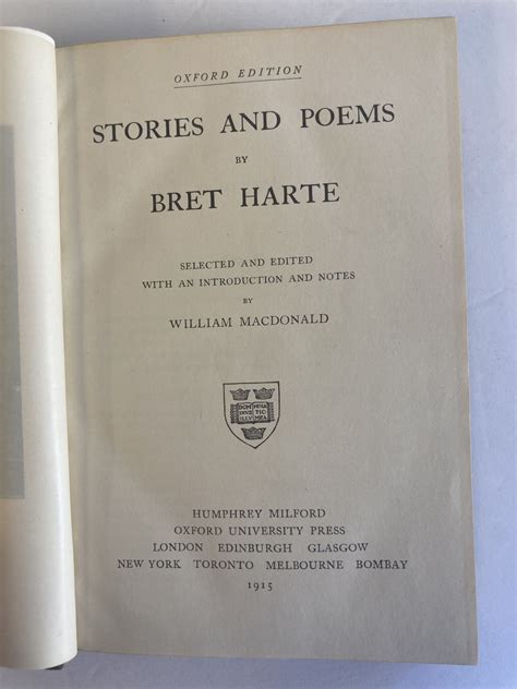 Stories And Poems By Bret Harte By Harte Bret Macdonald William