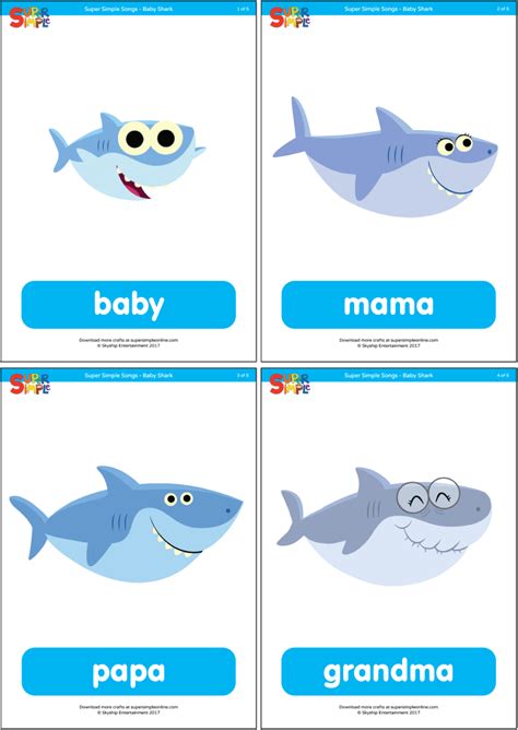 Baby Shark - Family Flashcards - Super Simple Shark Coloring Pages ...