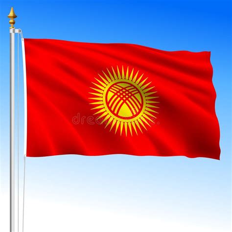 Kyrgyzstan Official National Waving Flag Asia Stock Vector