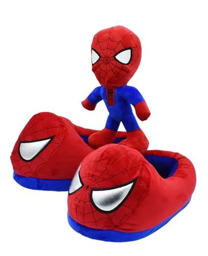 Pantuflas Y Peluche Spiderman Niño Súper Héroes Hombre Araña