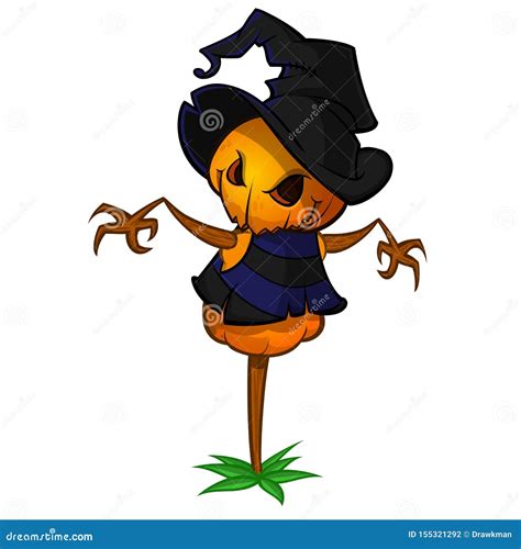 Halloween Cartoon Scarecrow Pumpkin Head Halloween Illustration Stock Vector Illustration Of