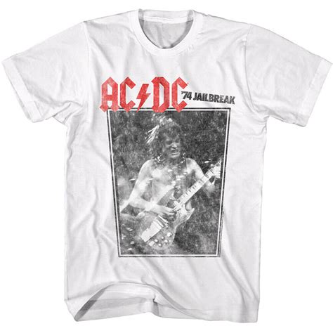 Acdc Mens T Shirt Angus Young Shredding Poster 74 Jailbreak Guitar