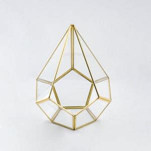 X X Brass Terrarium Containers Geometric Glass Large Etsy